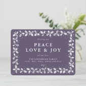 Carte plate à bordure de feuilles de houx imprimée (Debout devant)