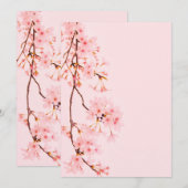 Carte plate à fleurs en marbre rose (Devant / Derrière)