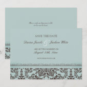 Carte plate à motif damassé pour mariage "Save The (Devant / Derrière)