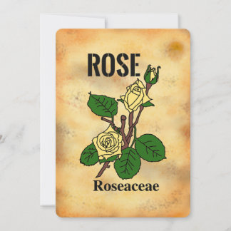 Carte plate à motif de rose jaune dans le style de