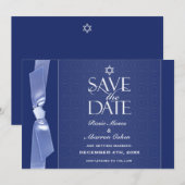 Carte plate à ruban juive pour annoncer la date de (Devant / Derrière)