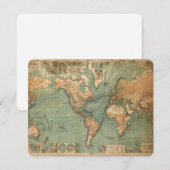 Carte plate ancienne vintage du monde (Devant / Derrière)