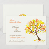 Carte plate arbre thème automnal "Sauver la date" (Devant / Derrière)