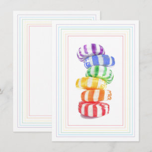 CARTE PLATE ARC-EN-CIEL BONBON 4,5x6,25
