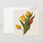 Carte plate aux florales de tulipes, Pensée élégan (Devant / Derrière)