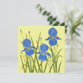 Carte plate avec fleurs d'iris bleus (Debout devant)