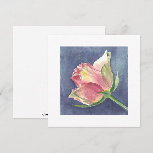 CARTE PLATE AVEC ROSE (Devant / Derrière)