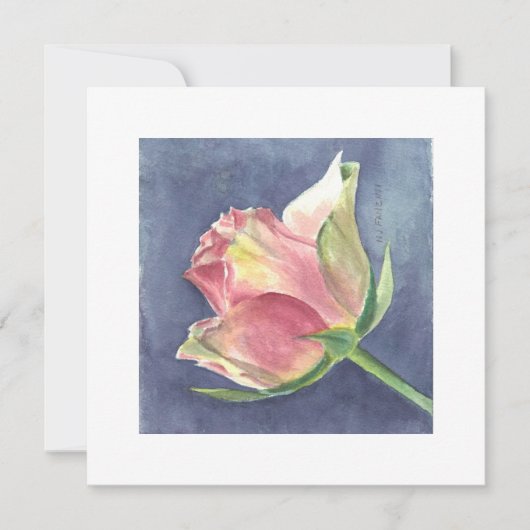 CARTE PLATE AVEC ROSE (Devant)