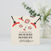 Carte plate BBQ Party avec illustration de grill e (Debout devant)