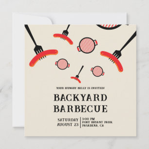 Carte plate BBQ Party avec illustration de grill e
