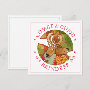 CARTE PLATE Carré COMET CUPID REINDEER 5,25 pouces