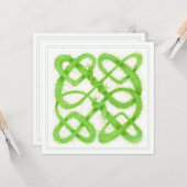 CARTE PLATE CARRÉE 5,25" NŒUD CELTIQUE VERT (Devant/Arrière en situation)