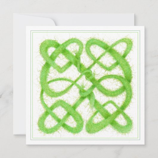 CARTE PLATE CARRÉE 5,25" NŒUD CELTIQUE VERT (Devant)