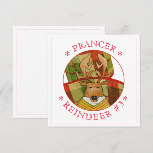 Carte plate carrée PRANCER RENNE 13,3 cm