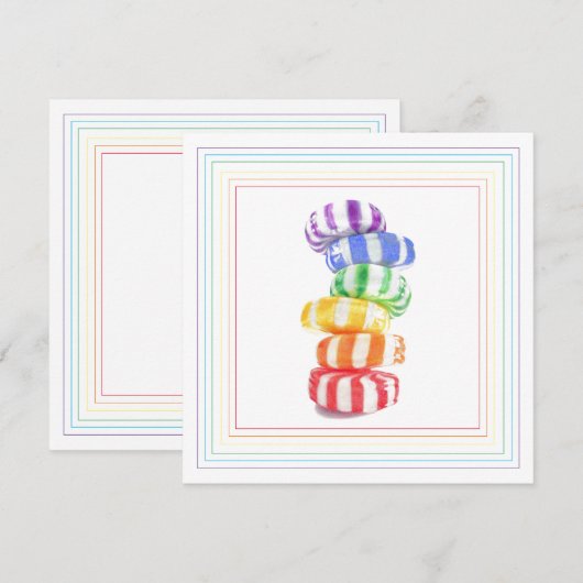 CARTE PLATE CARRÉE RAINBOW CANDY 5,25" (Devant / Derrière)