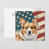 Carte plate Corgi drapeau américain Grunge (Devant / Derrière)