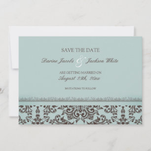 Carte plate damassée pour annoncer la date du mari