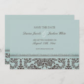 Carte plate damassée pour mariage "Sauver la date" (Devant / Derrière)