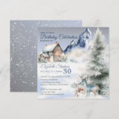 Carte plate d'anniversaire à l'aquarelle de forêt (Devant / Derrière)