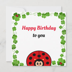 Carte plate d'anniversaire coccinelle mignonne