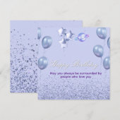 Carte plate d'anniversaire colorée avec ballon (Devant / Derrière)