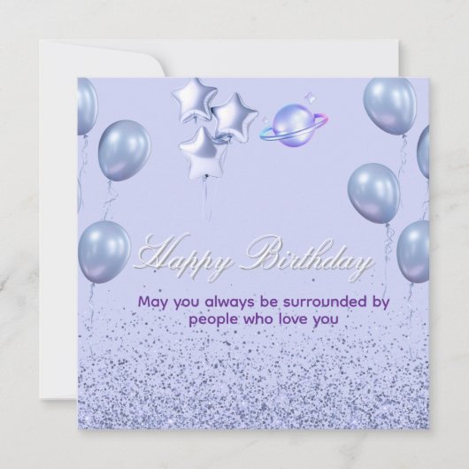 Carte plate d'anniversaire colorée avec ballon (Devant)
