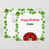 Carte plate d'anniversaire de coccinelle mignonne (Devant / Derrière)