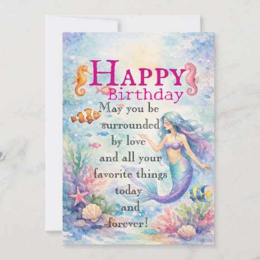 Carte plate d'anniversaire de fille (Devant)