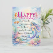 Carte plate d'anniversaire de fille (Debout devant)