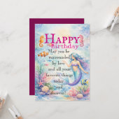 Carte plate d'anniversaire de fille (Devant/Arrière en situation)