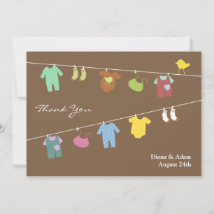 Carte plate de baby shower neutre de Merci