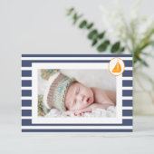 Carte plate de baptême de garçons de photo (Debout devant)