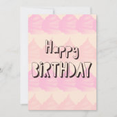Carte plate de bon anniversaire douce rose (Devant)