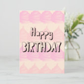 Carte plate de bon anniversaire douce rose (Debout devant)