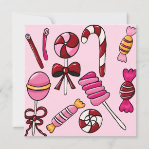 Carte plate de bonbons mignons