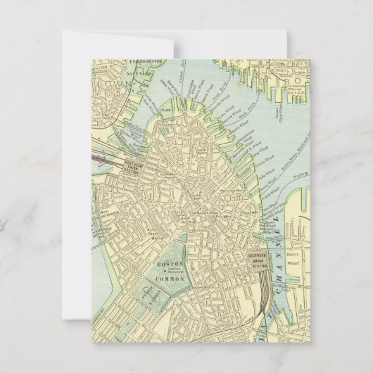 Carte plate de Boston sur carte postale (Devant)