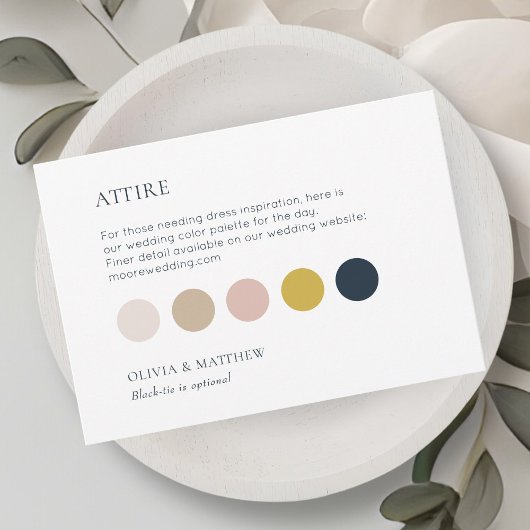 Carte plate de code vestimentaire de mariage chic