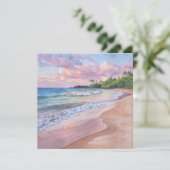 Carte plate de coucher de soleil rose Hawaï (Debout devant)