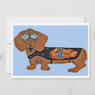 Carte plate de dachshund en veste de course