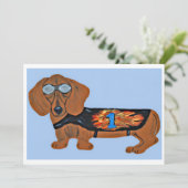 Carte plate de dachshund en veste de course (Debout devant)