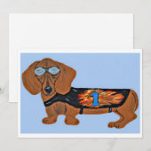 Carte plate de dachshund en veste de course (Devant / Derrière)