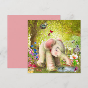 Carte plate de fantaisie éléphant bébé