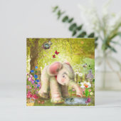 Carte plate de fantaisie éléphant bébé (Debout devant)