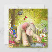 Carte plate de fantaisie éléphant bébé (Devant)