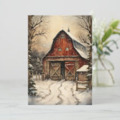 Carte plate de ferme de Noël avec écuries pour che (Debout devant)