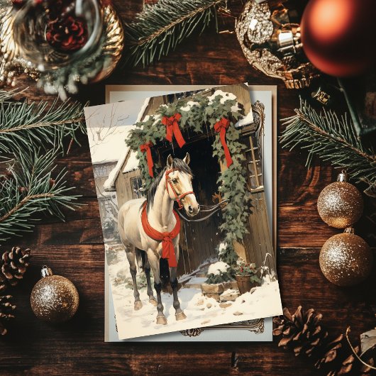 Carte plate de Ferme de Noël avec écuries pour che
