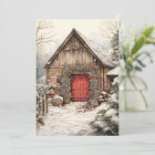 Carte plate de ferme de Noël avec écuries pour che (Debout devant)