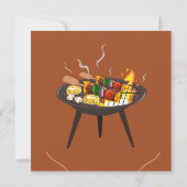 Carte plate de fête BBQ marron orange festive (Dos)