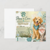 Carte plate de gardien de chien et chat mignon (Devant / Derrière)