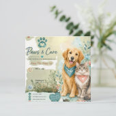 Carte plate de gardien de chien et chat mignon (Debout devant)